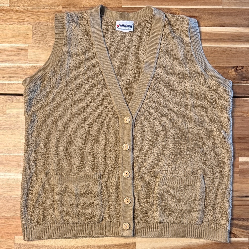 Vintage Beige Sweater Vest by National